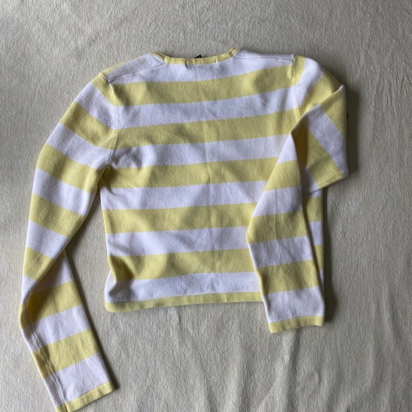 Theory cropped yellow white striped thin sweater - Picture 6 of 8